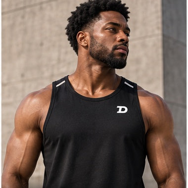 Model wearing The Don Men's Performance Tank Top