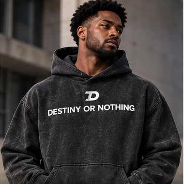 Model wearing The Don Vintage Wash Boxy Fleece Hoodie